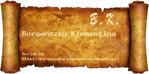 Borsenszky Klementina névjegykártya